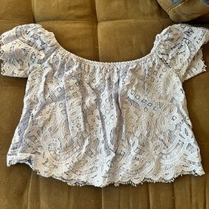 Express women’s blue cropped blouse